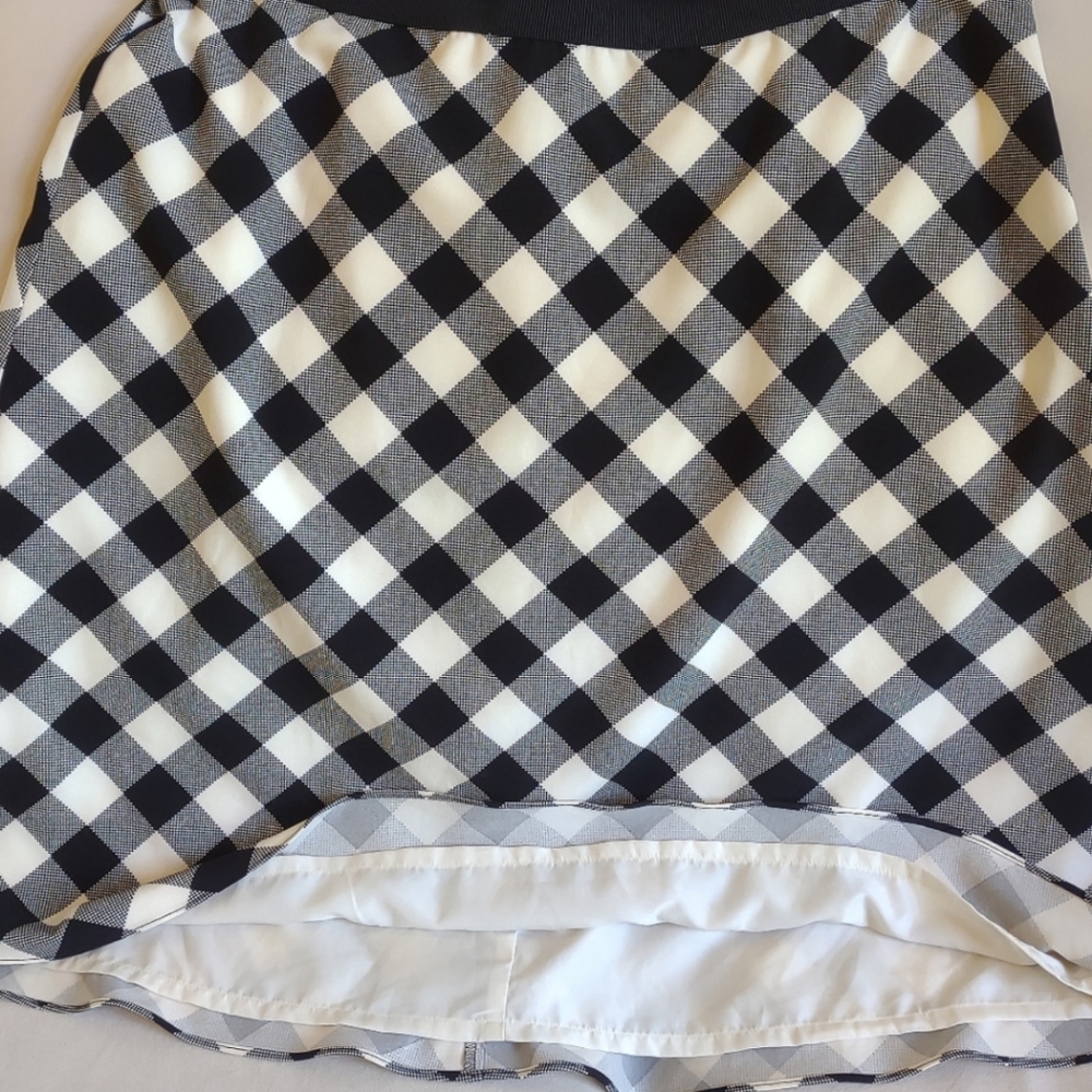 ANN TAYLOR Skirt 14 Plaid Black White - Picture 6 of 7